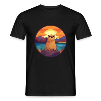 Gopher Colorful Watercolor Cartoon Kawaii Animal - Men's T-Shirt - black - Front - AI Model Male 178 light (178cm)