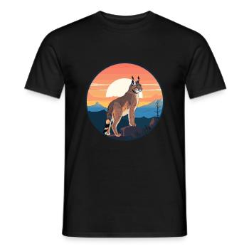 Luchs Buntes Aquarell Cartoon Kawaii Tier - Männer T-Shirt - Schwarz - Vorne - AI Model Male 178 light (178cm)
