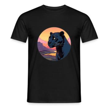 Panthère Aquarelle Colorée Dessin Animé Kawaii Animal - T-shirt homme - noir - Devant - AI Model Male 178 light (178cm)