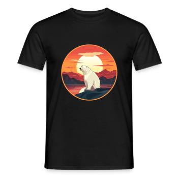 Ours polaire aquarelle colorée dessin animé kawaii animal de compagnie - T-shirt homme - noir - Devant - AI Model Male 178 light (178cm)