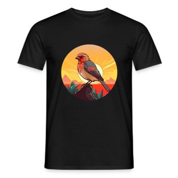 Finch Buntes Aquarell Cartoon Kawaii Tier - Männer T-Shirt - Schwarz - Vorne - AI Model Male 178 light (178cm)