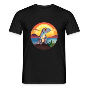 Lizard Colorful Watercolor Cartoon Kawaii Animal - Men's T-Shirt - black - Front - AI Model Male 178 light (178cm)