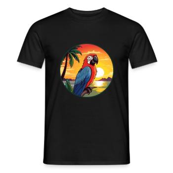 Parrot Colorful Watercolor Cartoon Kawaii Animal - Men's T-Shirt - black - Front - AI Model Male 178 light (178cm)
