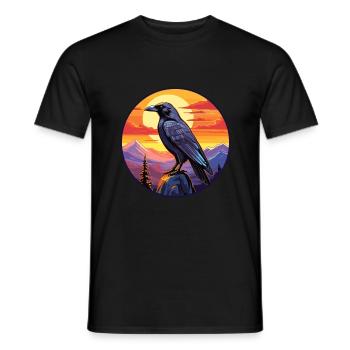 Raven Colorful Watercolor Cartoon Kawaii Animal - Men's T-Shirt - black - Front - AI Model Male 178 light (178cm)