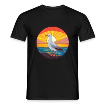 Seagull Colorful Watercolor Cartoon Kawaii Animal - Men's T-Shirt - black - Front - AI Model Male 178 light (178cm)