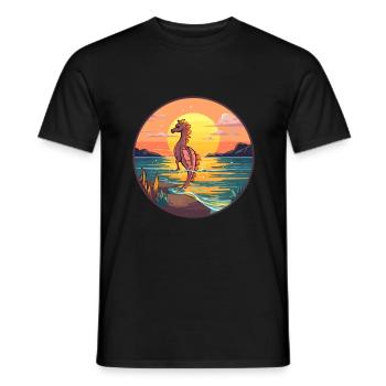 Seepferdchen buntes Aquarell Cartoon Kawaii Tier - Männer T-Shirt - Schwarz - Vorne - AI Model Male 178 light (178cm)