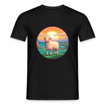 Schaf Buntes Aquarell Cartoon Kawaii Tier - Männer T-Shirt - Schwarz - Vorne - AI Model Male 178 light (178cm)