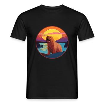 Walrus Colorful Watercolor Cartoon Kawaii Animal - Men's T-Shirt - black - Front - AI Model Male 178 light (178cm)