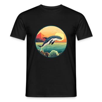Wal bunte Aquarell-Karikatur Kawaii-Tier - Männer T-Shirt - Schwarz - Vorne - AI Model Male 178 light (178cm)