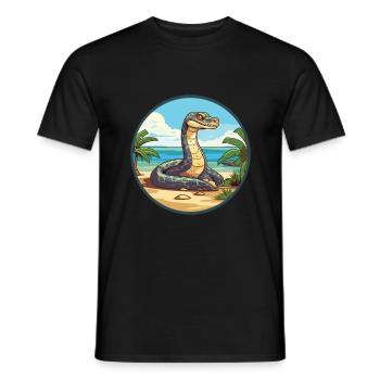 Anakonda Aquarell Cartoon Kawaii Clipart Tier - Männer T-Shirt - Schwarz - Vorne - AI Model Male 178 light (178cm)
