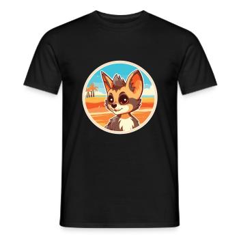 Aardwolf Aquarelle Cartoon Kawaii Clipart Animal - T-shirt homme - noir - Devant - AI Model Male 178 light (178cm)