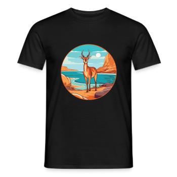 Antilope Aquarell Cartoon Kawaii Clipart Tier - Männer T-Shirt - Schwarz - Vorne - AI Model Male 178 light (178cm)
