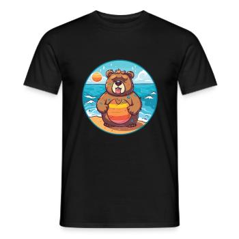 Bär Aquarell Karikatur Kawaii Clipart Tier - Männer T-Shirt - Schwarz - Vorne - AI Model Male 178 light (178cm)