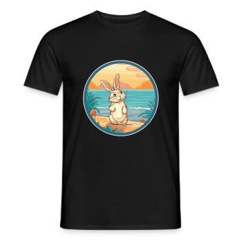 Hase Aquarell Cartoon Kawaii Clipart Tier - Männer T-Shirt - Schwarz - Vorne - AI Model Male 178 light (178cm)