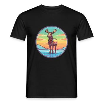 Karibu Aquarell Karikatur Kawaii Clipart Tier - Männer T-Shirt - Schwarz - Vorne - AI Model Male 178 light (178cm)