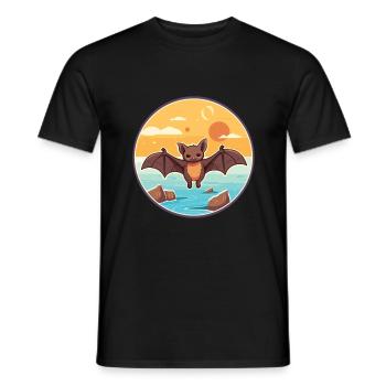 Fledermaus Aquarell Cartoon Kawaii Clipart Tier - Männer T-Shirt - Schwarz - Vorne - AI Model Male 178 light (178cm)
