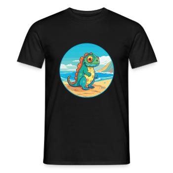 Chameleon Watercolor Cartoon Kawaii Clipart Animal - Men's T-Shirt - black - Front - AI Model Male 178 light (178cm)