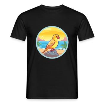 Canari oiseau aquarelle dessin animé Kawaii Clipart animal de compagnie - T-shirt homme - noir - Devant - AI Model Male 178 light (178cm)