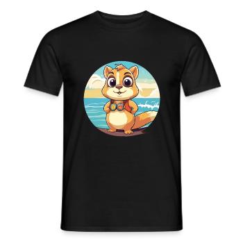 Chipmunk Watercolor Cartoon Kawaii Clipart Animal - Men's T-Shirt - black - Front - AI Model Male 178 light (178cm)