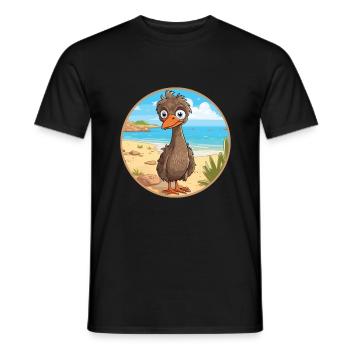Emu Watercolor Cartoon Kawaii Clipart Animal - Men's T-Shirt - black - Front - AI Model Male 178 light (178cm)