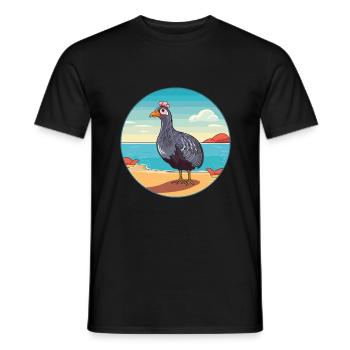 Pintade aquarelle dessin animé Kawaii Clipart animal de compagnie - T-shirt homme - noir - Devant - AI Model Male 178 light (178cm)
