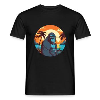 Gorilla Aquarell Cartoon Kawaii Clipart Tier - Männer T-Shirt - Schwarz - Vorne - AI Model Male 178 light (178cm)