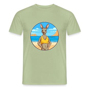 Kangourou aquarelle dessin animé Kawaii Clipart Animal - T-shirt homme - vert sauge - Devant - AI Model Male 178 light (178cm)