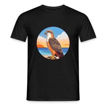 Hawk Watercolor Cartoon Kawaii Clipart Animal - Men's T-Shirt - black - Front - AI Model Male 178 light (178cm)