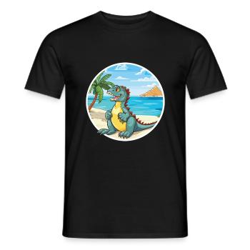 Iguana Watercolor Cartoon Kawaii Clipart Animal - Men's T-Shirt - black - Front - AI Model Male 178 light (178cm)