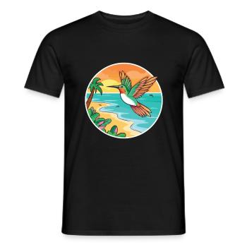 Colibri aquarelle dessin animé Kawaii Clipart animal de compagnie - T-shirt homme - noir - Devant - AI Model Male 178 light (178cm)