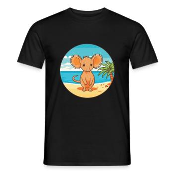Elephant Shrew Watercolor Cartoon Kawaii Animal - Men's T-Shirt - black - Front - AI Model Male 178 light (178cm)