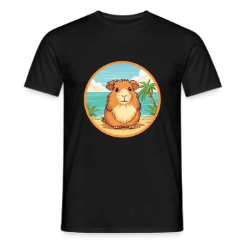 Cochon d’Inde aquarelle dessin animé Kawaii Clipart animal de compagnie - T-shirt homme - noir - Devant - AI Model Male 178 light (178cm)