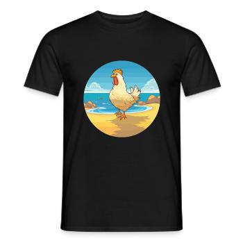 Poule aquarelle dessin animé Kawaii Clipart Animal - T-shirt homme - noir - Devant - AI Model Male 178 light (178cm)