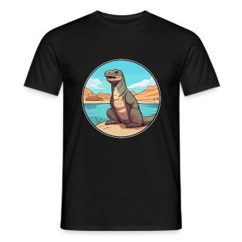 Komodo Dragon Aquarelle Dessin Animé Kawaii Animal - T-shirt homme - noir - Devant - AI Model Male 178 light (178cm)