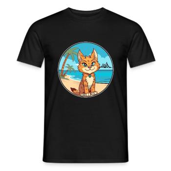 Luchs Aquarell Cartoon Kawaii Clipart Tier - Männer T-Shirt - Schwarz - Vorne - AI Model Male 178 light (178cm)