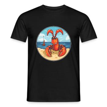 Homard aquarelle dessin animé Kawaii Clipart Animal - T-shirt homme - noir - Devant - AI Model Male 178 light (178cm)