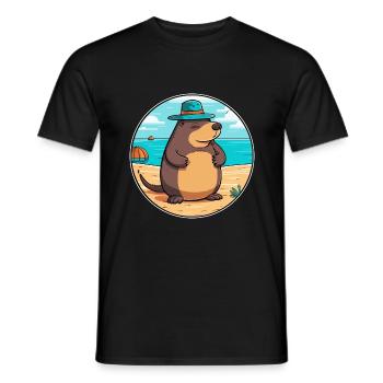 Mole Watercolor Cartoon Kawaii Clipart Animal - Men's T-Shirt - black - Front - AI Model Male 178 light (178cm)