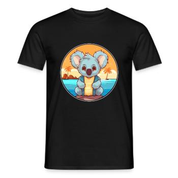 Koala Watercolor Cartoon Kawaii Clipart Animal - Men's T-Shirt - black - Front - AI Model Male 178 light (178cm)