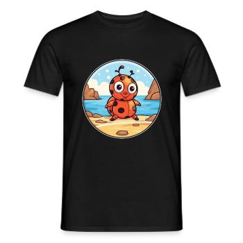 Ladybug Watercolor Cartoon Kawaii Clipart Animal - Men's T-Shirt - black - Front - AI Model Male 178 light (178cm)