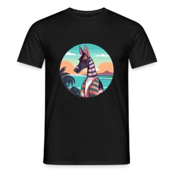 Okapi Watercolor Cartoon Kawaii Clipart Animal - Men's T-Shirt - black - Front - AI Model Male 178 light (178cm)