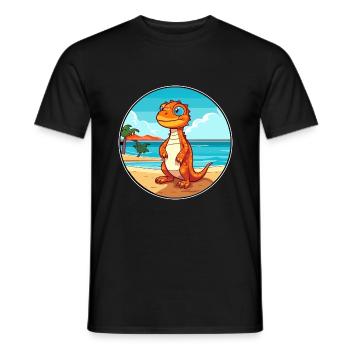 Lizard Watercolor Cartoon Kawaii Clipart Animal - Men's T-Shirt - black - Front - AI Model Male 178 light (178cm)