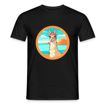 Lama Aquarell Cartoon Kawaii Clipart Tier - Männer T-Shirt - Schwarz - Vorne - AI Model Male 178 light (178cm)