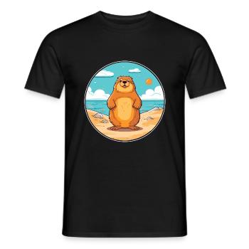 Murmeltier Aquarell Cartoon Kawaii Clipart Tier - Männer T-Shirt - Schwarz - Vorne - AI Model Male 178 light (178cm)