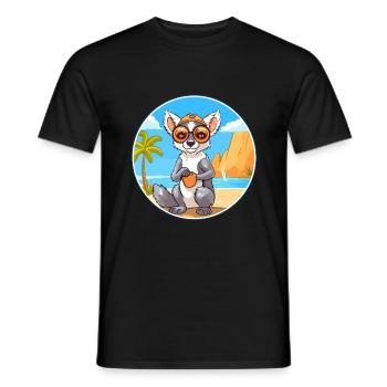 Lemur Watercolor Cartoon Kawaii Clipart Animal - Men's T-Shirt - black - Front - AI Model Male 178 light (178cm)
