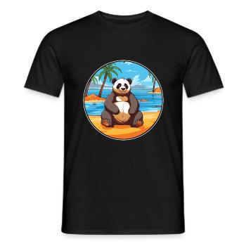 Panda Watercolor Cartoon Kawaii Clipart Animal - Men's T-Shirt - black - Front - AI Model Male 178 light (178cm)