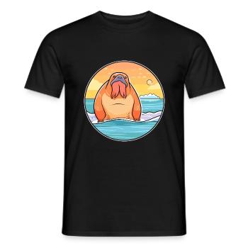 Walrus Aquarelle Dessin animé Kawaii Clipart Animal - T-shirt homme - noir - Devant - AI Model Male 178 light (178cm)