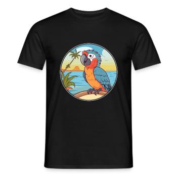 Papagei Aquarell Cartoon Kawaii Clipart Tier - Männer T-Shirt - Schwarz - Vorne - AI Model Male 178 light (178cm)