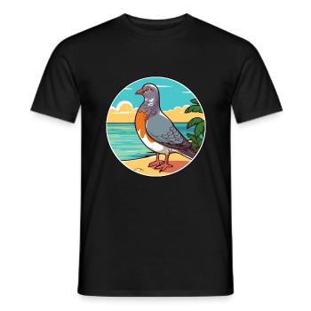 Pigeon aquarelle dessin animé kawaii clipart animal - T-shirt homme - noir - Devant - AI Model Male 178 light (178cm)