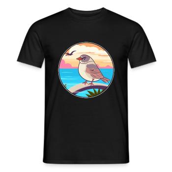 Sparrow Watercolor Cartoon Kawaii Clipart Animal - Men's T-Shirt - black - Front - AI Model Male 178 light (178cm)