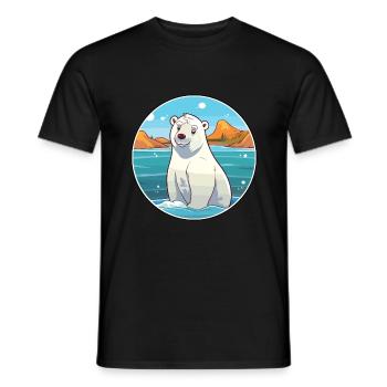 Polar Bear Watercolor Cartoon Kawaii Clipart Pet - Men's T-Shirt - black - Front - AI Model Male 178 light (178cm)
